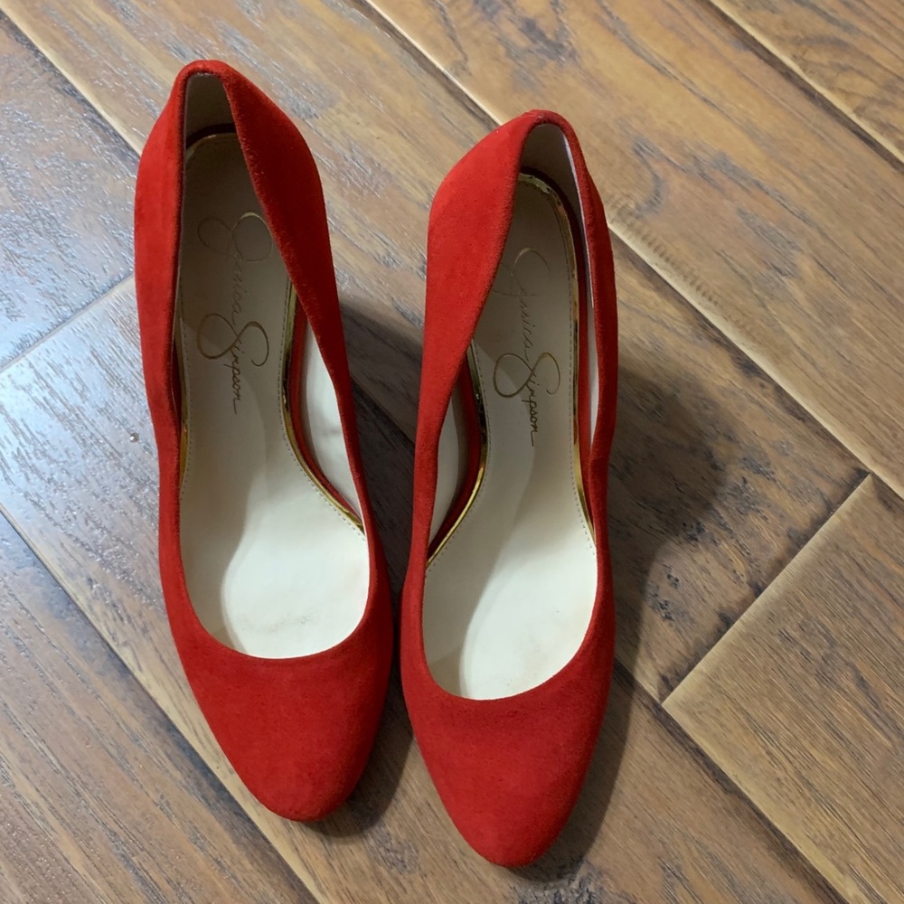 Red Jessica Simpson Block Heels